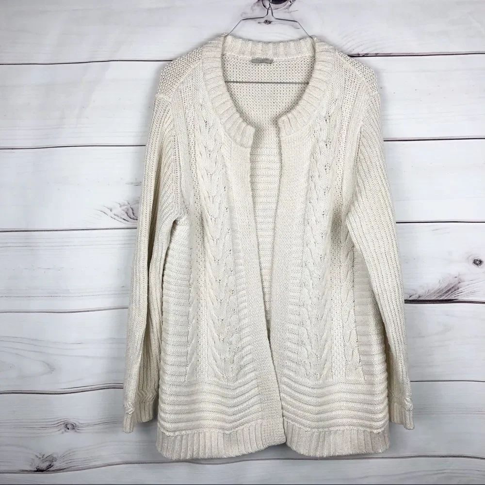 Talbots beautiful open front ivory/gold sweater